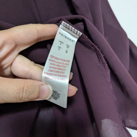 *3/$10* Primark Sheer Button Down Shirt with Pockets Burgundy Size 0 - Picture 3 of 6